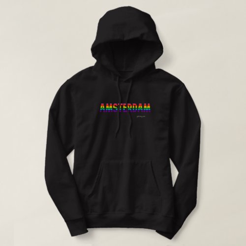 Amsterdam Pride Rainbow Flag Hoodie in Black