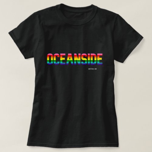 Oceanside Pride Rainbow Flag T-shirt in Black